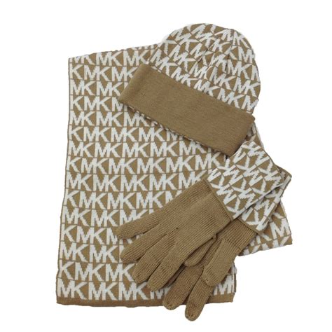 michael kors scarf hat gloves set|Michael Kors winter scarf.